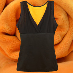 Winter women's cotton warm vest thickening, suede, inner body sculpting, chest underwear, tights, grounding vest, vest 6XL recommends 170-185 Jin wear 2211# double black