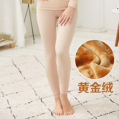 Winter jacket warm jacket, warm underwear, women thickening, velvet, one piece, tight color, autumn clothing, outer clothing L (120-140 Jin) [skin pants] yellow cashmere