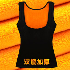 Winter cotton warm vest female thickening plus velvet, tight fitting, bottoming shirt, body care chest underwear, stomach vest XL (75~95 Jin) 3855 black