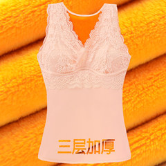 Winter cotton warm vest female thickening plus velvet, tight fitting, bottoming shirt, body care chest underwear, stomach vest XL (75~95 Jin) 3960 skin color