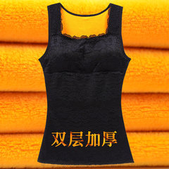 Winter cotton warm vest female thickening plus velvet, tight fitting, bottoming shirt, body care chest underwear, stomach vest XL (75~95 Jin) 6007 black