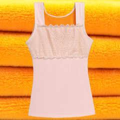 Winter cotton warm vest female thickening plus velvet, tight fitting, bottoming shirt, body care chest underwear, stomach vest XL (75~95 Jin) 6793 skin color