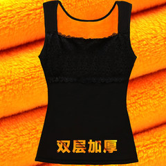 Winter cotton warm vest female thickening plus velvet, tight fitting, bottoming shirt, body care chest underwear, stomach vest XL (75~95 Jin) 6793 black