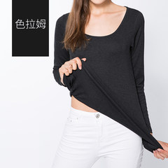 Big neck warm underwear, female thickening, winter body shaping, body tight, single long sleeve blouse 165 (L) Salad mother
