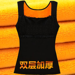Autumn and winter warm cotton vest with cashmere lady in wearing tight underwear vest body abdomen chest supporting base XL (75~95 Jin) 6793 black