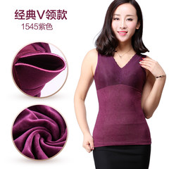 Warm vest plus velvet female personal fitness Double thick sexy lace chest supporting super soft abdomen winter coat XL 1545 with Purple Bra