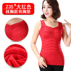 Warm vest plus velvet female personal fitness Double thick sexy lace chest supporting super soft abdomen winter coat XL 235 red belt bra