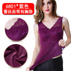 Warm vest plus velvet female personal fitness Double thick sexy lace chest supporting super soft abdomen winter coat XL 6801 with Purple Bra