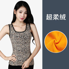 Warm vest, female thickening, winter body shaping, chest warm underwear, sleeveless sleeveless coat vest XXXL (recommended 125~140 Jin) Leopard chest