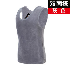 Winter warm vest, men's cashmere thickening, warm underwear, waistcoat, bottoming coat, pure cotton collar XL (122-139 Jin) Double cashmere grey