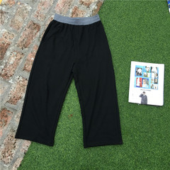Korean street pure simple retro comfortable baggy pants and pants nine pants trendsetter all-match lazy summer M black