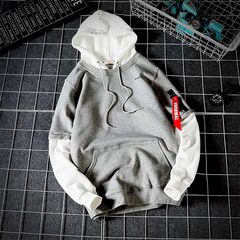 Men's Hooded Sweater fall thick loose trend of Korean students who BF ulzzang long winter coat 3XL Light grey