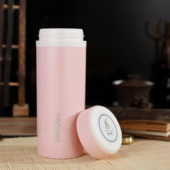 Double ceramic bone China Mug powder liner women fashion tea cup straight water cup lid 300ml 300ml Pink Fashion thermos cup