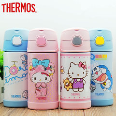 THERMOS children Straw cup Stainless Steel Mug Cup cartoon baby leakproof thermos bottle F4011 Bear and KT send straw brush