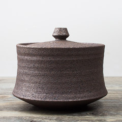 [try] Japanese pavilion coarse pottery tea handmade snacks tea tea pot soil debris non sealed tank VAT black