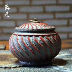 [] ceramic tea pot recycling workshop Pu'er tea pot sealed cans of Dehua Ceramic Coarse pottery tea Trumpet red