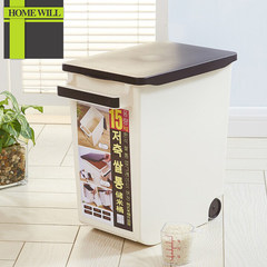 The kitchen barrel rice storage tank 15kg rice flour insect moisture sealing tank bottled rice box 30 pounds of rice Rice barrel [36.5*36.2*21.8cm]