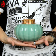 Xiao Li, Longquan tea pots medium retro green glazed porcelain metal sealed exquisite tea gift box