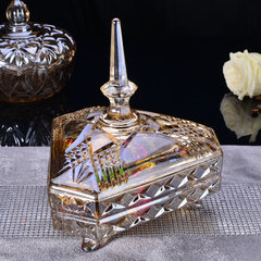 Multifunctional European Glass Candy Jar with cover dry fruit jewelry box large glass storage jar decoration circular