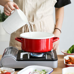 January autumn 20cm enamel pot with cover ears thickened household enamel flanging electromagnetic oven universal cooker white