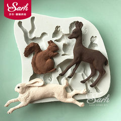 Mori animal rabbit, squirrel deer, silica gel flip cake mold, Chocolate Mold clay mold