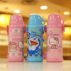 Cute cartoon Hello Kitty KT for male and female children couple stainless steel mug with cover for portable water glass Jingle 350ml doesn't contain cups / patterns randomly