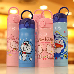 Cartoon thermos cup female students creative cute children cup, large capacity portable stainless steel tea cup thermos bottle Katie bow 500ml no cup covers