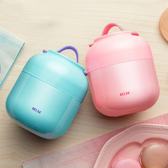 Braised pot girl, stainless steel portable mini heat pot, stew beaker, super long insulation lunch box, student personality It's pink and white