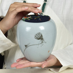 Jingdezhen tea cork hand-painted pastel Ru ceramic tea pot Pu'er Tea sealed tank open Ru The tea - painted bamboo