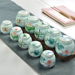 Special offer hand-painted celadon tea Mini ceramic sealed portable powder tank small storage tank Lotus tea pot tycoon