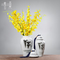 The new Chinese hand-painted ceramic storage tank furnishings showroom living room decor creative Home Furnishing vase ornaments Water ink general (trumpet)