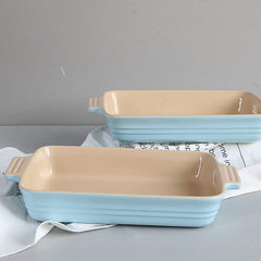 Export single French brand ceramic powder blue large ears pan baked rice disc disc family a bath 1.8 3.8L, single price