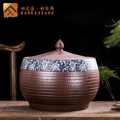 Jingdezhen ceramic 20kg40kg installed with cover migang barrel storage tank cylinder cylinder cylinder round tea wine 20 pound big mouth knife carving