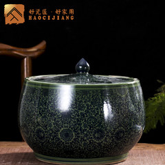 Jingdezhen ceramic barrel migang 20 pounds 40 pounds of rice flour with cover kitchen moisture insect sealed storage tank 20 jin big mouth antique green