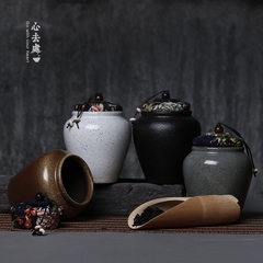 Coarse pottery tea pot Xingcha childhood memories of rural small sealed tea warehouse storage jar ceramic tea set Zen wind black