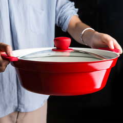 Modern Japanese housewife home soil pot soup pot pot ears high side nonstick cooker general Hot pot Red clay pot in 16CM