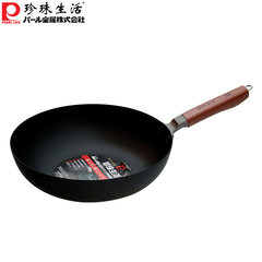 Japanese non stick pan pearl life GP-132 non coated iron pan 30cm gas fired induction cooker general light wok 3 layer ceramic processing