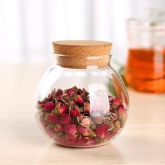 Jar, transparent glass caddy, cork sealed storage, jar, scented tea, dried fruit, candy jar 500ml tea can