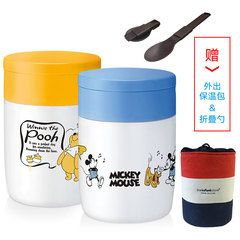 Japan's Disney beaker pot stainless steel tableware for children with smoldering baby food bowl and spoon insulation boxes Vigny bears