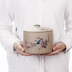 Coarse pottery Laoyan mud seal up tea tea cakes ceramic storage tank tea tea pot 100 grams of white *6 Butterfly Love