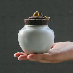 Retro ceramic tea pot, hand made ceramic tea pot, non sealed tea caddy, large trumpet tea warehouse, tea match Cyan (trumpet)
