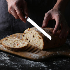 Zurich home wood handle bread knife, home baked solid wood handle, stainless steel serrated bread knife, toast knife Bread knife