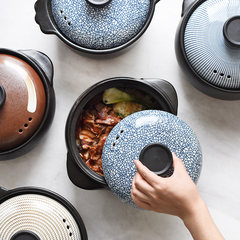 Half real grocery Japanese ceramic casserole Bibimbap high temperature fire stew pot pot rice congee soup Round Tai Chi pattern