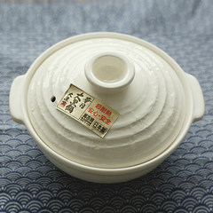 Pack [Japan imported white no pot soil burning pot] No. 6 eternal casserole cooking pot rice soup White clay pot (No. 6)