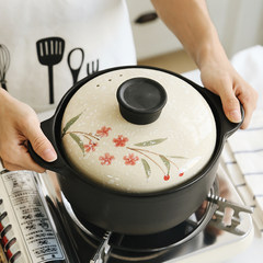 Fengqiao household ceramic pot casserole stew hot pot rice casserole fire resistant health pot Safflower 4L
