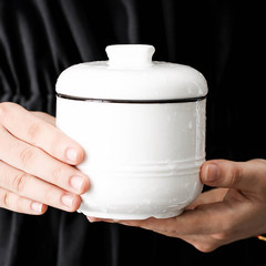 China Ceramic tonic stew with cover water stew soup cup liner steamed stew pot small household white ears Black line stew pot