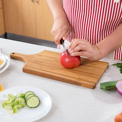 Household bamboo chopping board glue plate large solid wood panel kitchen chopping board thickened chopping knife plate fruit food Double handle
