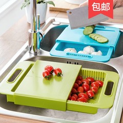 Creative kitchen chopping chopping board fruit thickened plastic cutting board and board board fruit plate food classification Bluish green