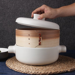 Japan and South Korea style steamer fire resistant ceramic pot casserole stew soup tureen household stone pot pot rice cooker Black large 2.5L [no steamer]