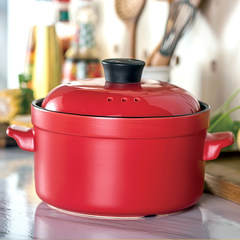 South Korea creative natural health heat-resistant ceramic pot soup pot casserole stew pot stew 2.5L shipping 2.5L casserole (red)